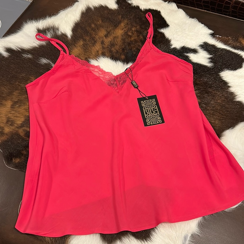 #008 NWT Biba Lace Cami; Color Hot Pink; Size 12 Medium; MSRP $26